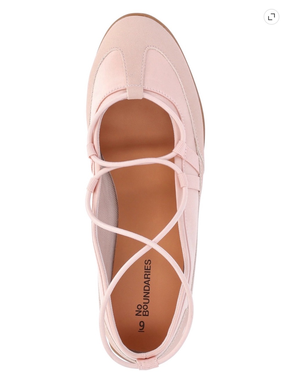 No Boundaries Light Pink Crisscross Ballet Flat Sneakers 8.5